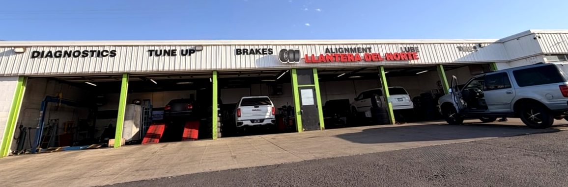 Llantera Del Norte storefront on 606 Peoria St, Aurora CO — family-owned bilingual new-tire and auto repair shop